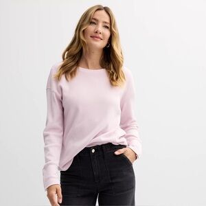 LIGHT PINK WAFFLE LONG SLEEVED TEE